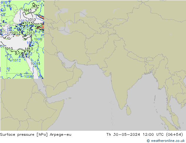 Atmosférický tlak Arpege-eu Čt 30.05.2024 12 UTC