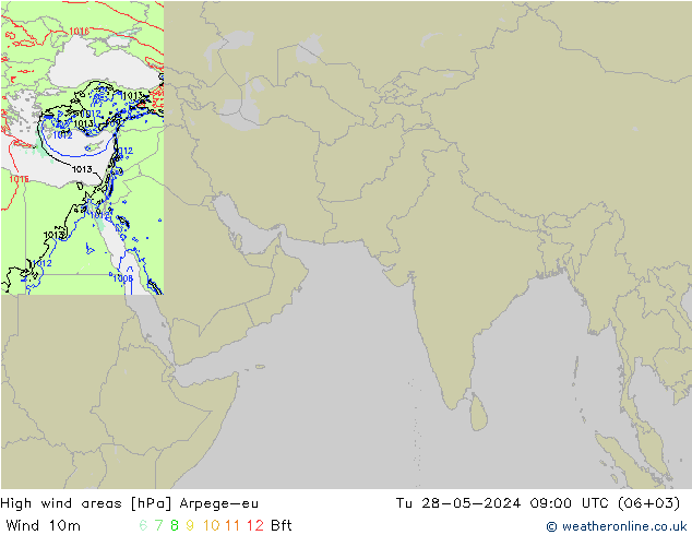 High wind areas Arpege-eu 星期二 28.05.2024 09 UTC