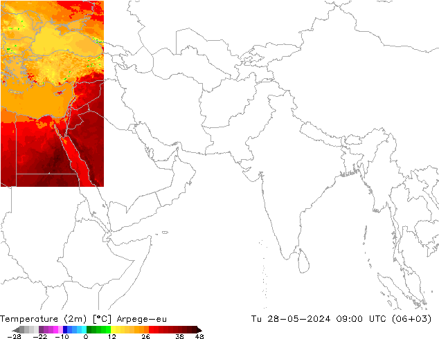 карта температуры Arpege-eu вт 28.05.2024 09 UTC