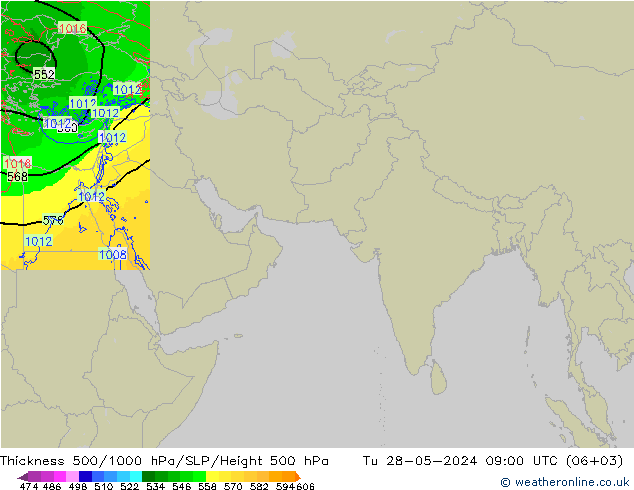 Thck 500-1000гПа Arpege-eu вт 28.05.2024 09 UTC