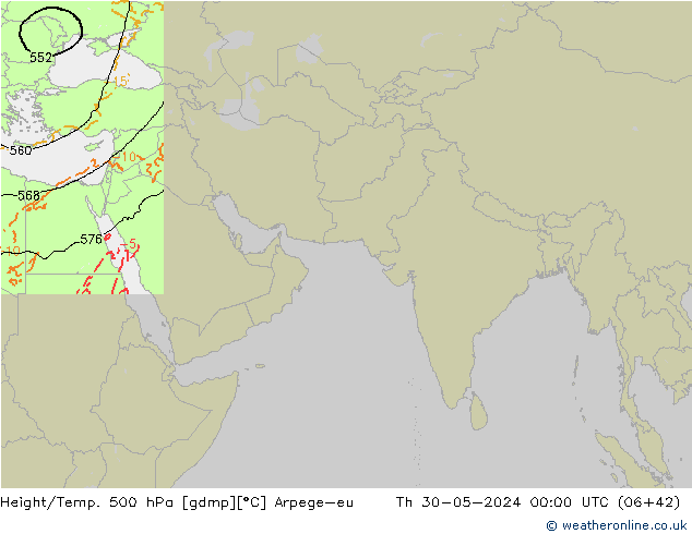 Geop./Temp. 500 hPa Arpege-eu jue 30.05.2024 00 UTC