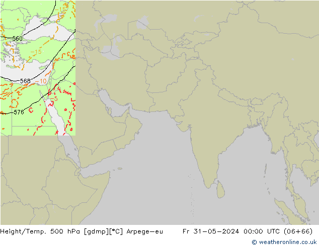 Hoogte/Temp. 500 hPa Arpege-eu vr 31.05.2024 00 UTC