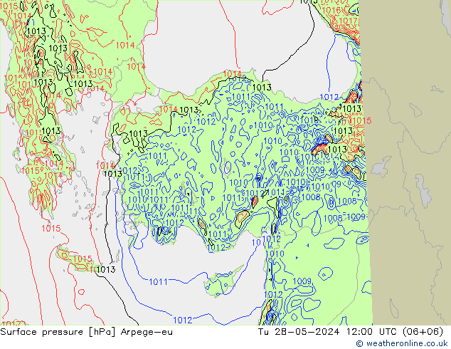 Atmosférický tlak Arpege-eu Út 28.05.2024 12 UTC