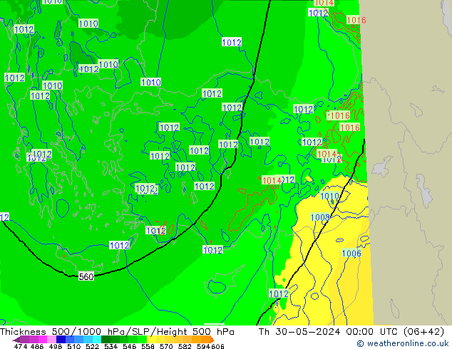 Thck 500-1000hPa Arpege-eu Qui 30.05.2024 00 UTC