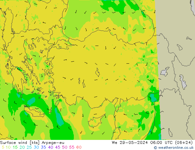 Surface wind Arpege-eu We 29.05.2024 06 UTC