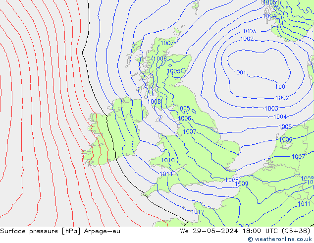 Bodendruck Arpege-eu Mi 29.05.2024 18 UTC