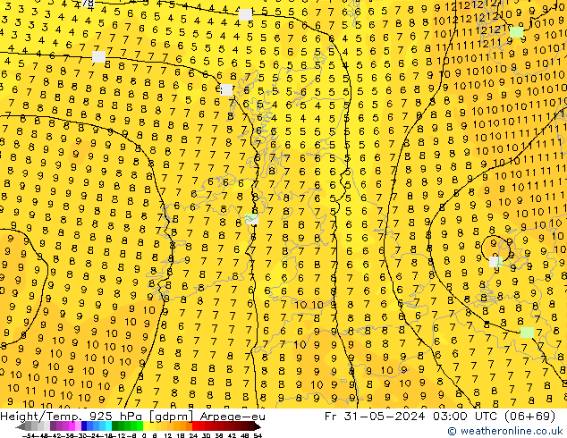 Height/Temp. 925 hPa Arpege-eu Fr 31.05.2024 03 UTC