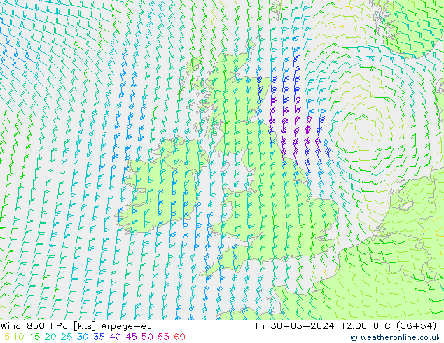 Rüzgar 850 hPa Arpege-eu Per 30.05.2024 12 UTC