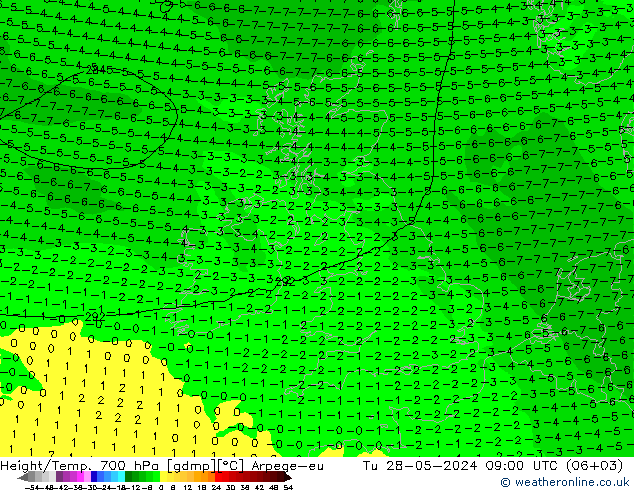 Height/Temp. 700 hPa Arpege-eu  28.05.2024 09 UTC