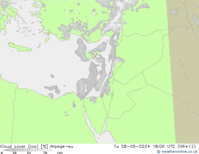 zachmurzenie (niskie) Arpege-eu wto. 28.05.2024 18 UTC
