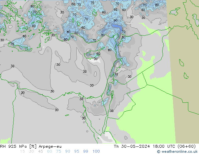 RH 925 hPa Arpege-eu  30.05.2024 18 UTC