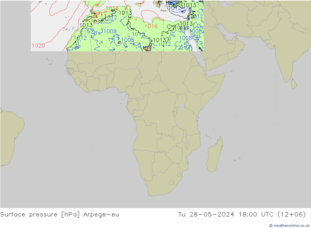 Surface pressure Arpege-eu Tu 28.05.2024 18 UTC