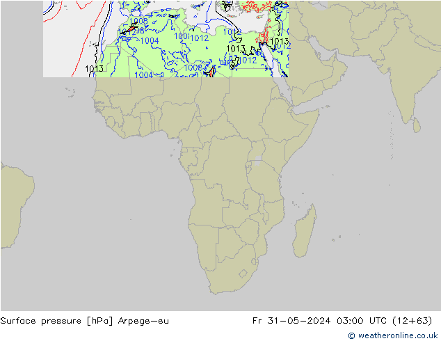 Luchtdruk (Grond) Arpege-eu vr 31.05.2024 03 UTC