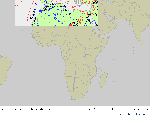 Surface pressure Arpege-eu Sa 01.06.2024 06 UTC