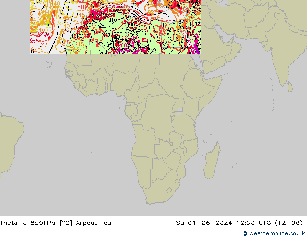 Theta-e 850hPa Arpege-eu Cts 01.06.2024 12 UTC