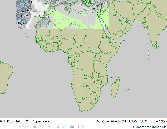 RV 850 hPa Arpege-eu za 01.06.2024 18 UTC