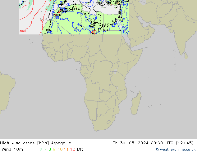 Izotacha Arpege-eu czw. 30.05.2024 09 UTC