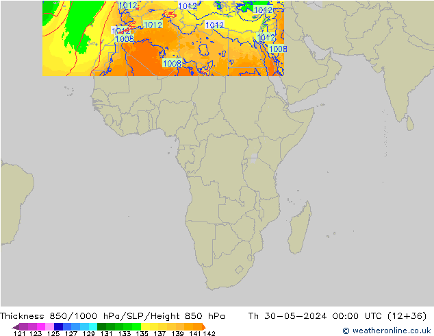 Thck 850-1000 hPa Arpege-eu jeu 30.05.2024 00 UTC