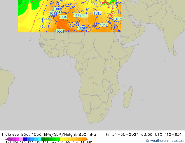 Thck 850-1000 hPa Arpege-eu Sex 31.05.2024 03 UTC