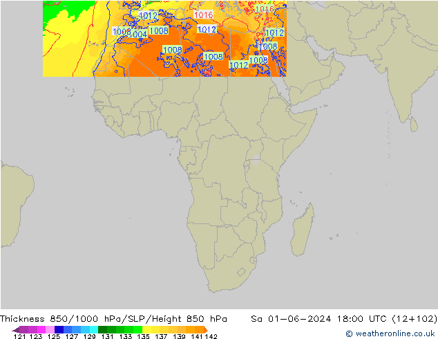 Thck 850-1000 hPa Arpege-eu So 01.06.2024 18 UTC