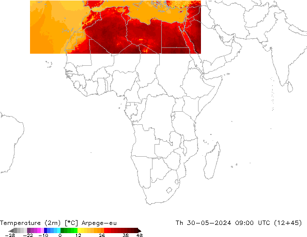 Sıcaklık Haritası (2m) Arpege-eu Per 30.05.2024 09 UTC