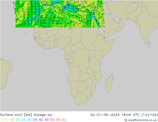 Surface wind Arpege-eu So 01.06.2024 18 UTC