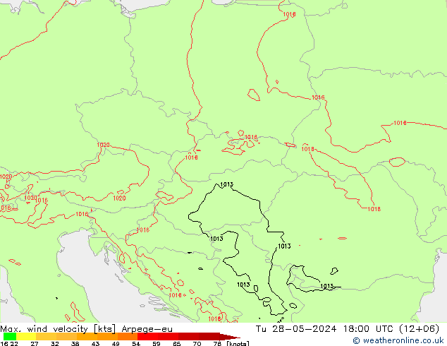 Max. wind snelheid Arpege-eu di 28.05.2024 18 UTC