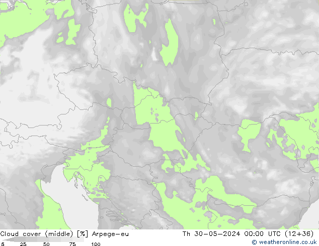 Nubes medias Arpege-eu jue 30.05.2024 00 UTC