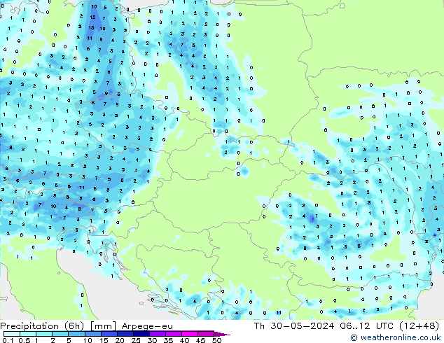 Yağış (6h) Arpege-eu Per 30.05.2024 12 UTC