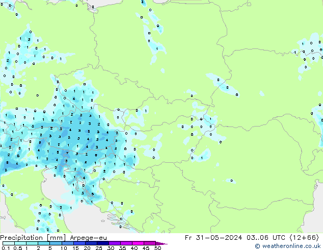 Srážky Arpege-eu Pá 31.05.2024 06 UTC