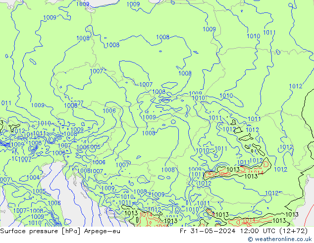 Luchtdruk (Grond) Arpege-eu vr 31.05.2024 12 UTC