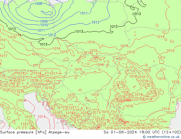 Surface pressure Arpege-eu Sa 01.06.2024 18 UTC