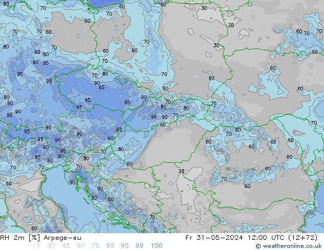 RH 2m Arpege-eu Fr 31.05.2024 12 UTC