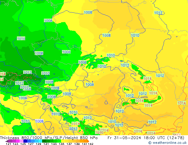 Thck 850-1000 hPa Arpege-eu Fr 31.05.2024 18 UTC