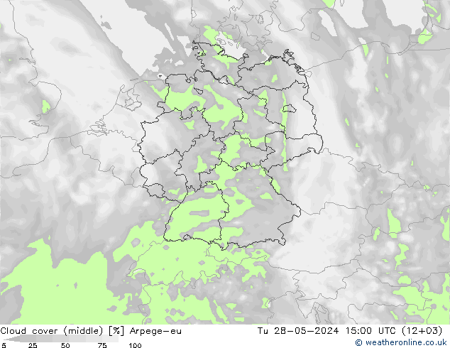 Nuages (moyen) Arpege-eu mar 28.05.2024 15 UTC