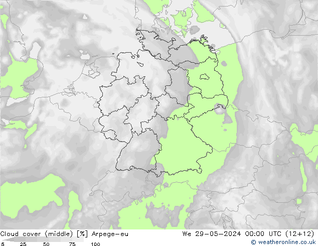 Nubes medias Arpege-eu mié 29.05.2024 00 UTC