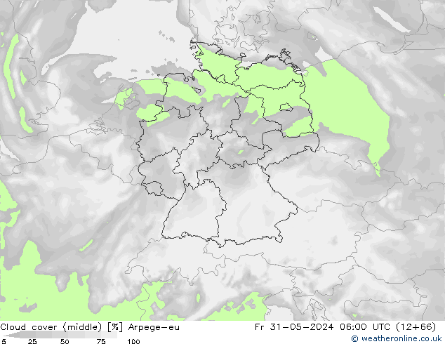 Nuages (moyen) Arpege-eu ven 31.05.2024 06 UTC