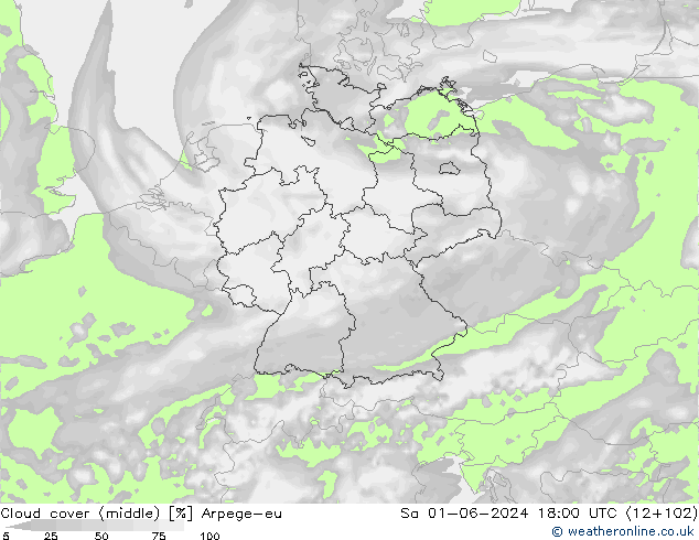 Bewolking (Middelb.) Arpege-eu za 01.06.2024 18 UTC