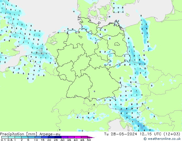 Precipitation Arpege-eu Tu 28.05.2024 15 UTC