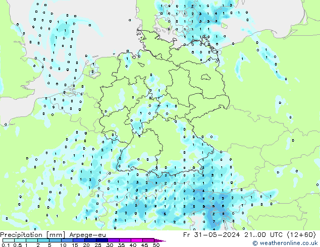 Neerslag Arpege-eu vr 31.05.2024 00 UTC