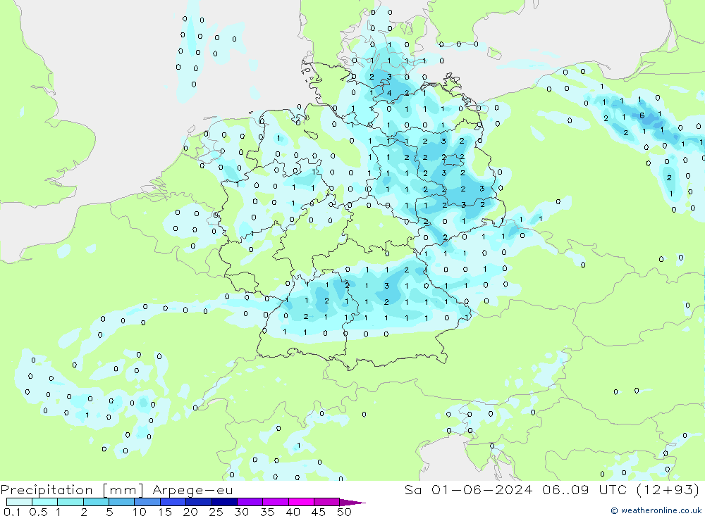 Srážky Arpege-eu So 01.06.2024 09 UTC