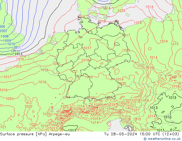 Pressione al suolo Arpege-eu mar 28.05.2024 15 UTC