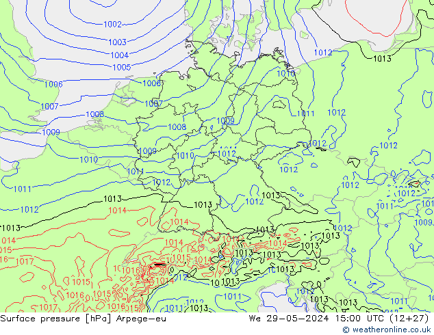 Surface pressure Arpege-eu We 29.05.2024 15 UTC