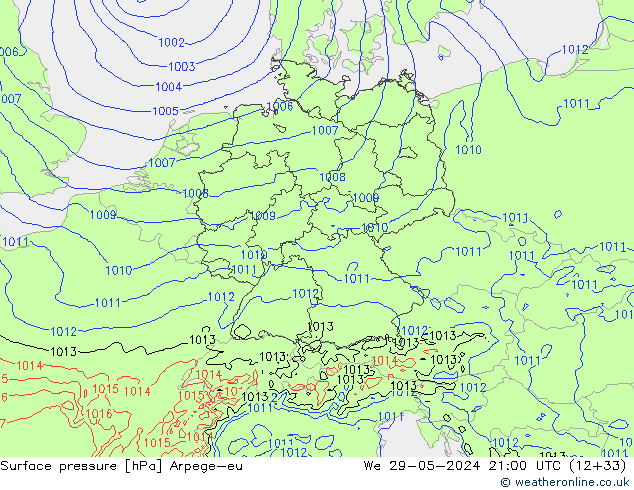 Luchtdruk (Grond) Arpege-eu wo 29.05.2024 21 UTC