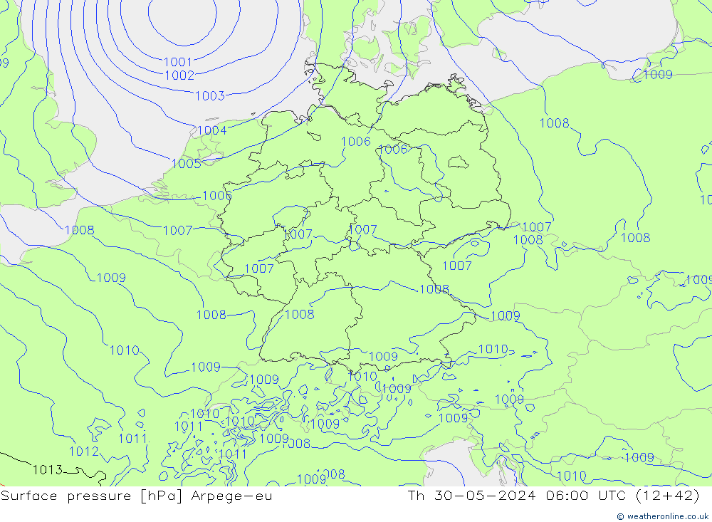 Yer basıncı Arpege-eu Per 30.05.2024 06 UTC