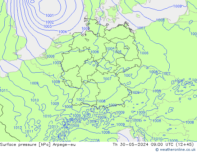 Surface pressure Arpege-eu Th 30.05.2024 09 UTC