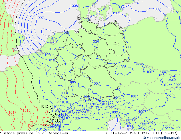 приземное давление Arpege-eu пт 31.05.2024 00 UTC