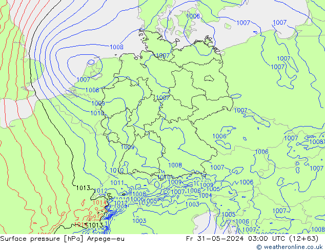 приземное давление Arpege-eu пт 31.05.2024 03 UTC