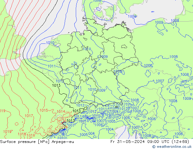 Yer basıncı Arpege-eu Cu 31.05.2024 09 UTC