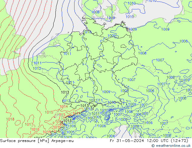 приземное давление Arpege-eu пт 31.05.2024 12 UTC